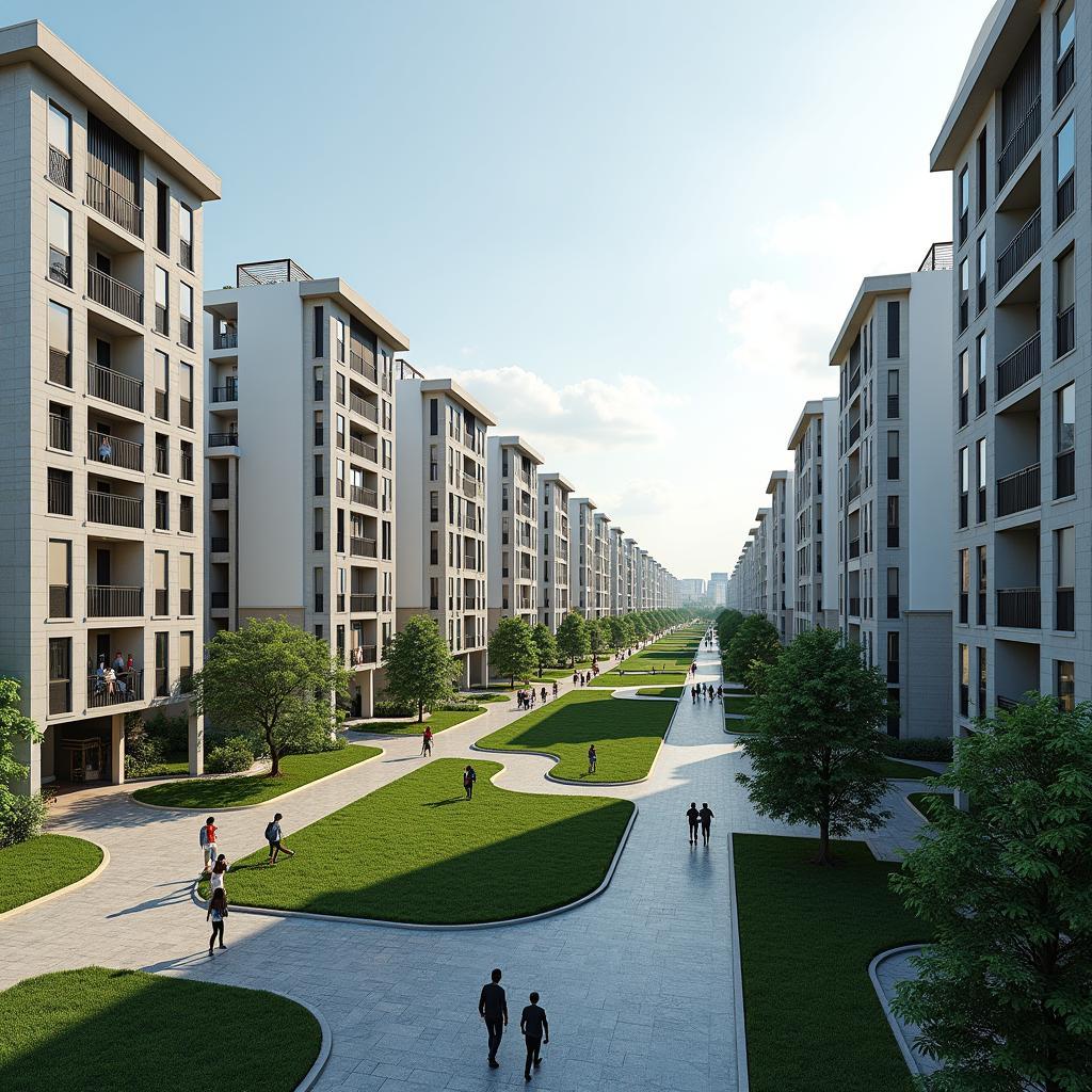 Cảnh quan một khu đô thị mới với các tòa nhà chung cư tại Phường Kiến Hưng, Hà Đông